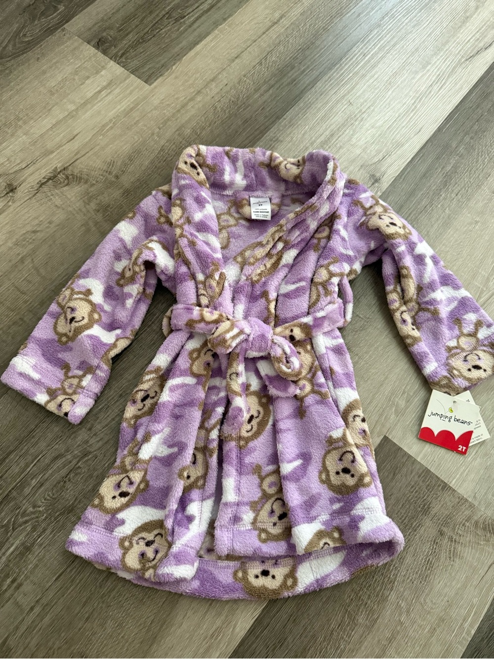 jumping beans Lavender Bear Plush Fleece Kids Robe